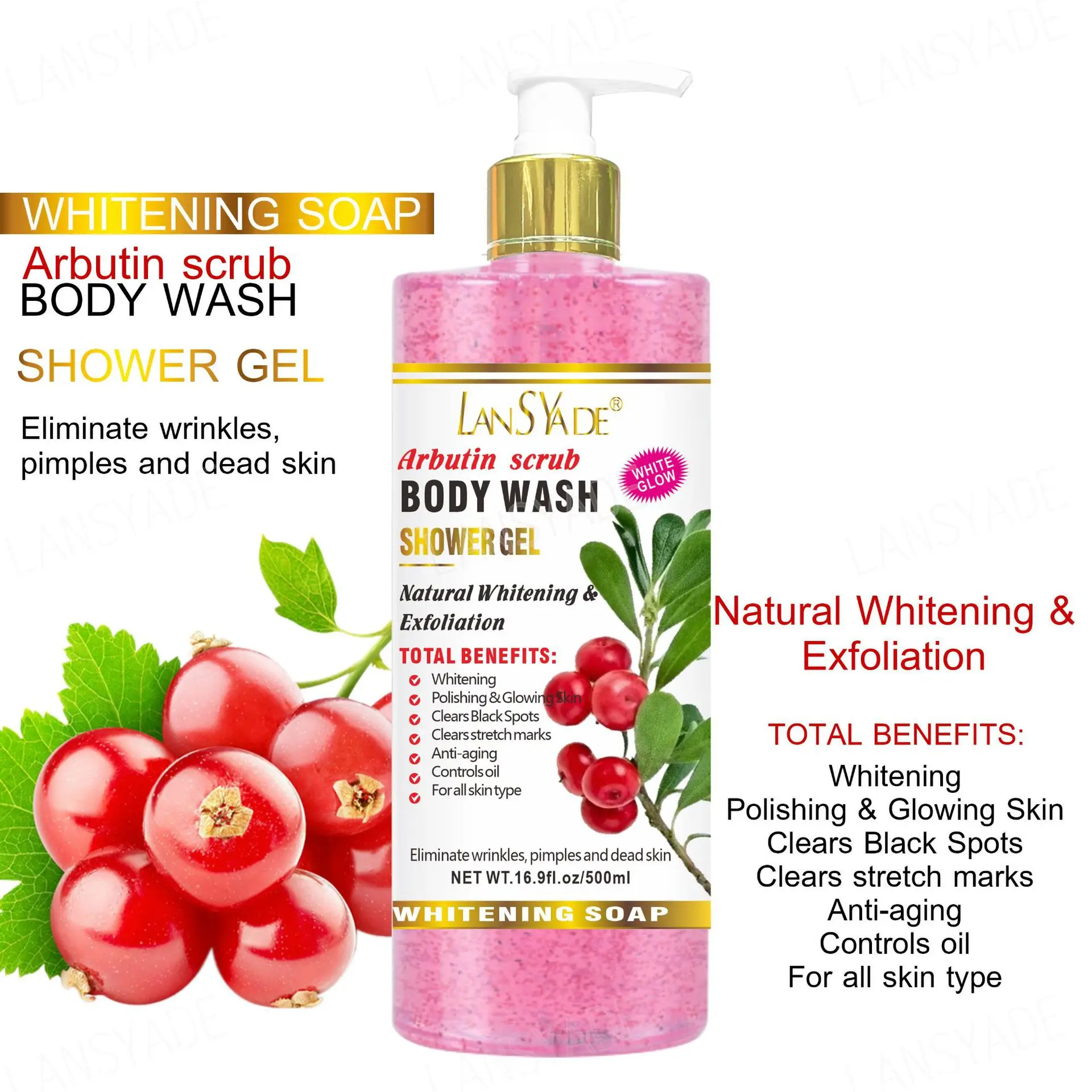 Fruit Scrub Shower Gel Silky smooth, refreshing and moisturizing skin gentle, clean and long-lasting 500ml