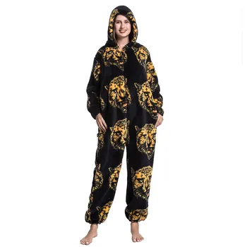 heated onesie pajama adult long plush coral fleece pajamas