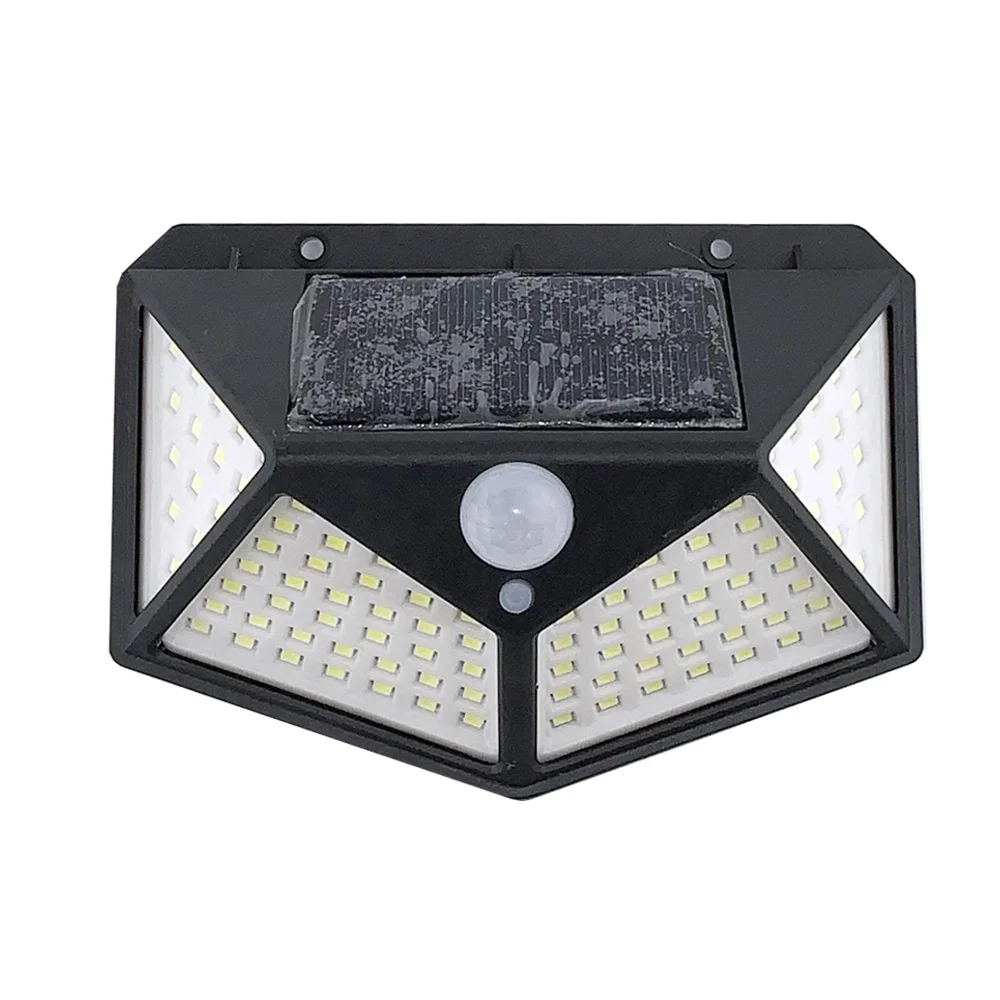 Водонепроницаемый IP65 лучший открытый сад во дворе лестница на солнечных батареях 4 Стороны освещения настенный светильник 100LED датчик движения светодиодная лампа солнечной