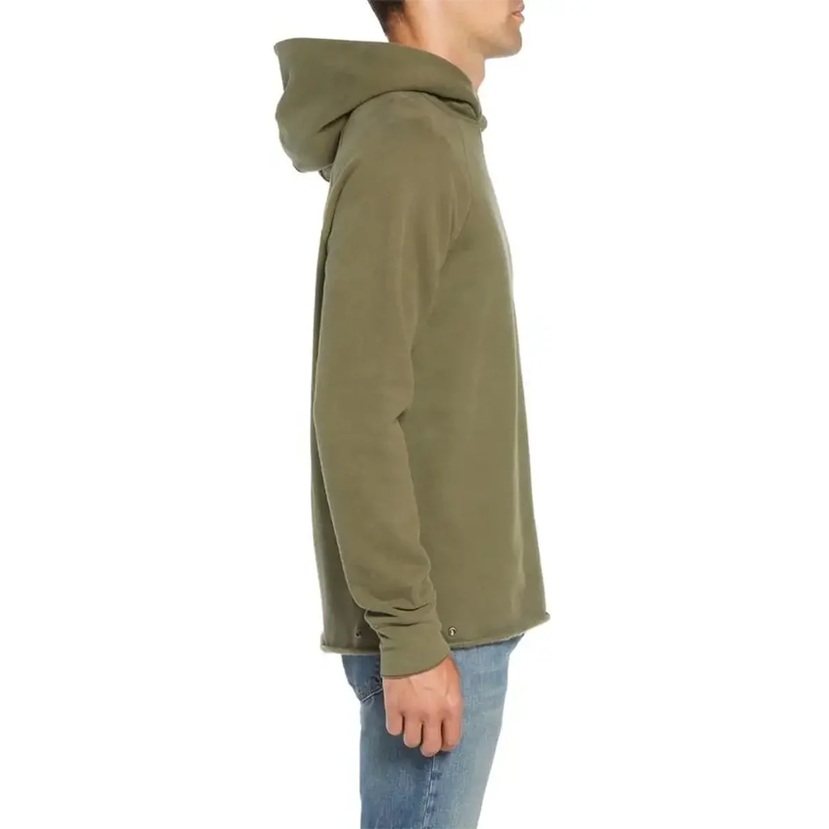 JL240314B Wholesale Hoodie Oversized Raglan Sleeves Drop Shoulder Cotton Cut Edge Raw Hem Hoodie for Men