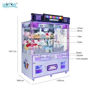 2 Players Toy Claw Crane Machine Coin Operated Games Catching Vending Machine With Bill Acceptor