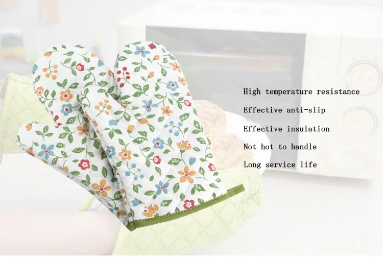 Microwave Oven Mitts Japanese Style Herbal Thickened Nonslip Insulated
