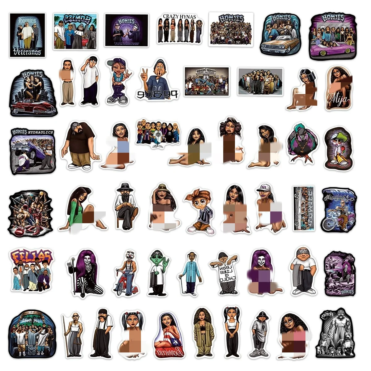 50PCS Fashional Street Style Sexy Girls Bros Homies Stickers