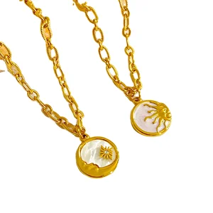 Fashion Jewelry  Moon and Sun Necklaces,fashion Necklaces Jewelry,seashell Necklace Fashionable Pendant Necklace