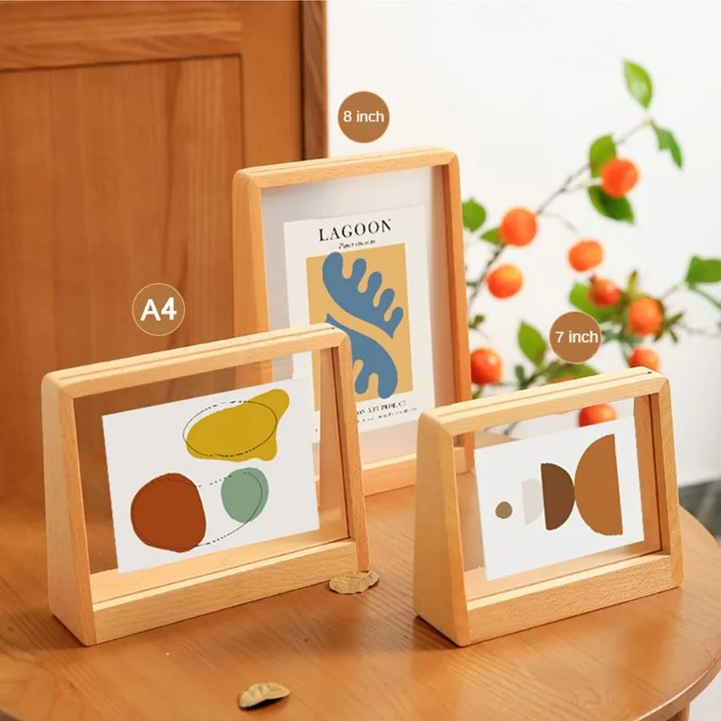 Wholesale Creative Wooden Photo Frame Table Display Custom Solid Wood Photo Frame Stand for Living Room
