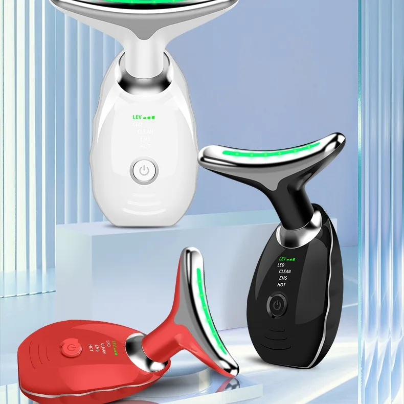 Mini Handheld LED Light Therapy Massager for Facial Neck Anti-Aging Wrinkle Skin Lifting U Shape Uplifting Device with USB Plug
