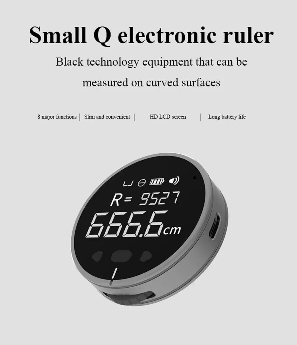 Rechargeable Measuring Tool Electronic Ruler Lcd Hd Screen Rolling