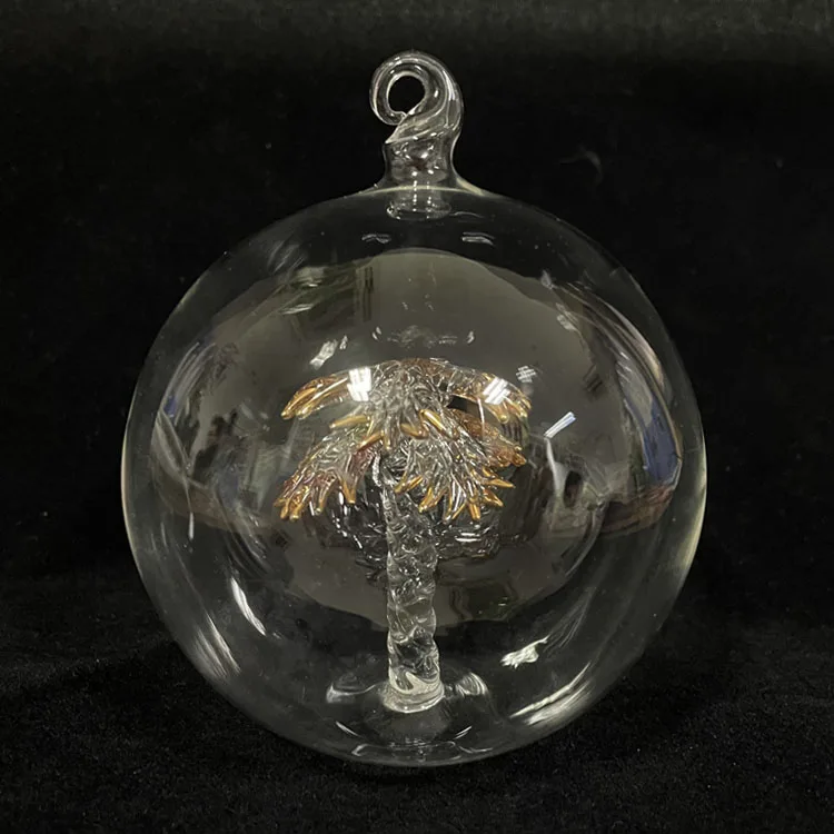 Wholesale clear hanging hand blown glass ornaments ball Christmas tree inside details