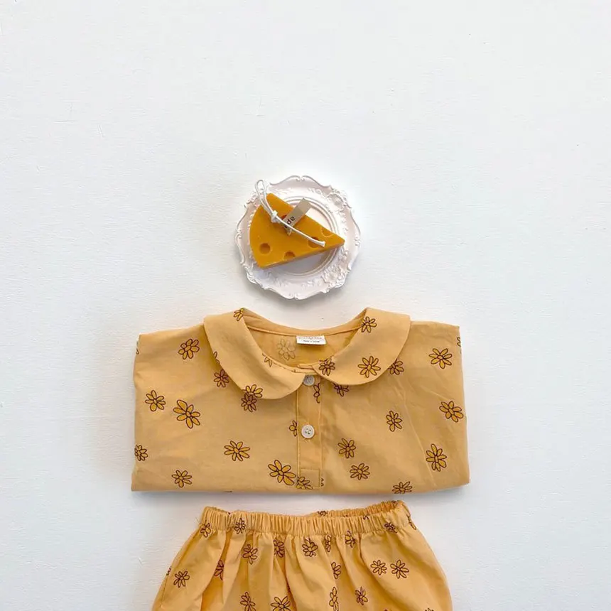 New baby Daisy floral jumpsuit bubble sleeve climbing suit