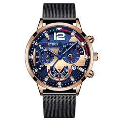 DEYROS-Montre à Quartz Minimaliste en Acier Inoxydable pour Homme, Simple, Décontracté, à la Mode
