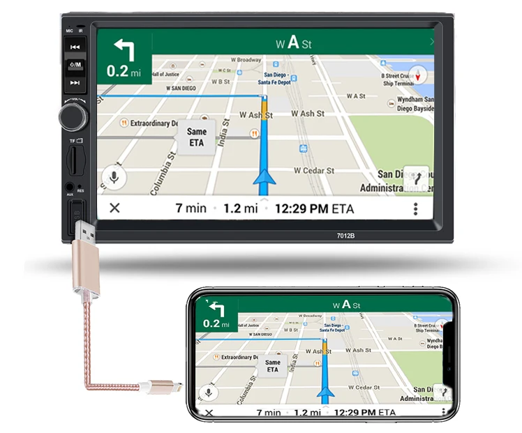 Autoradio 1 DIN Bluetooth Da 7 Pollici, Lettore MP5 Touch Screen Con USB/SD/FM/AUX, Ctc-701, Vivavoce - 6