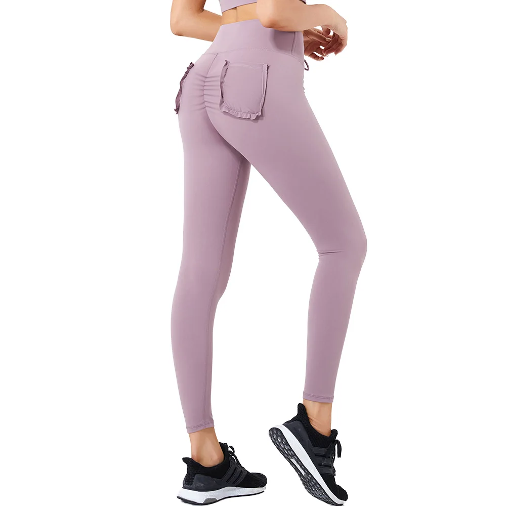 Incoming Hot Style High Waist Fashion Stretch Beautiful Buttock With Back Pockets Exercise Leggings For Women
