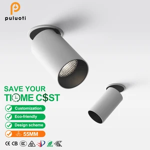 PULUOTI Led Ceiling Light Recessed 10W Spotlights Folding up and Down 90° Logo Spot Light Downlight White for Indoor Restaurant