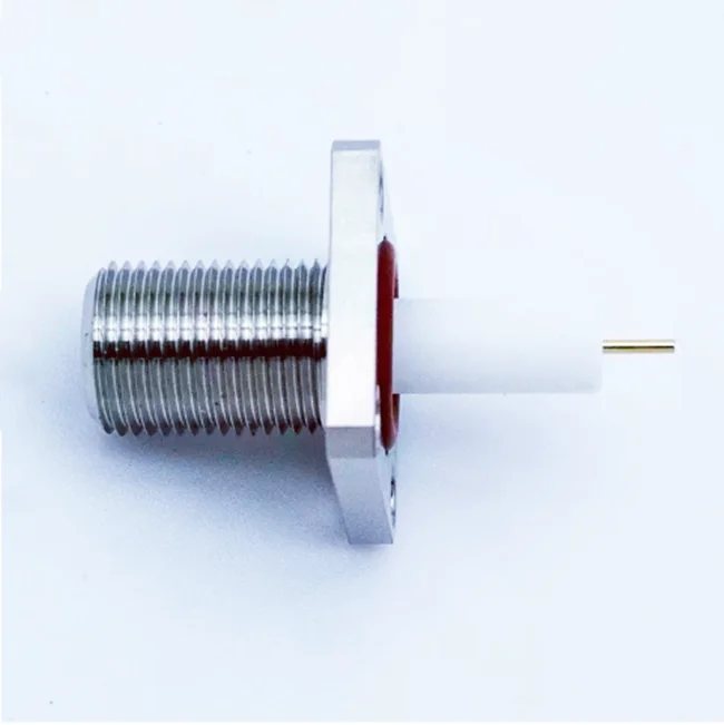High Performance F female Jack 4-Hole Flange Type PCB Coaxial Connector