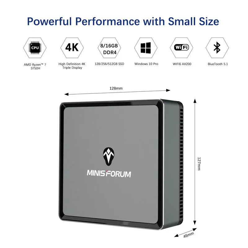Minisforum UM250 Mini PC with AMD Ryzen V1605B | 8GB RAM, 256GB