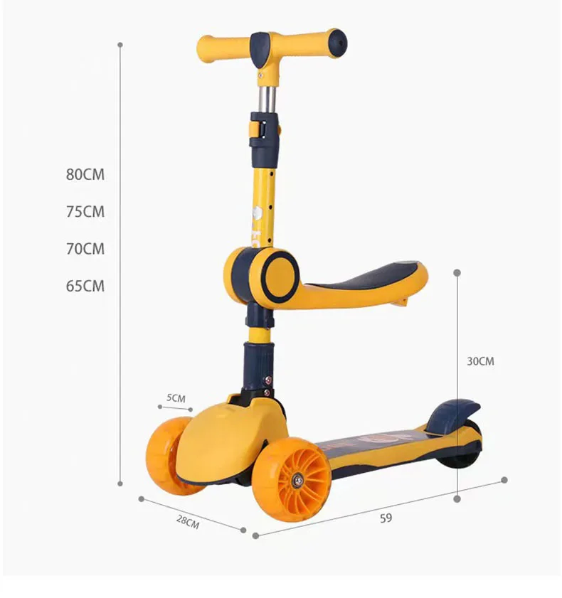 Fashionable Folding Children's Foot Scooter New Affordable Three Wheel