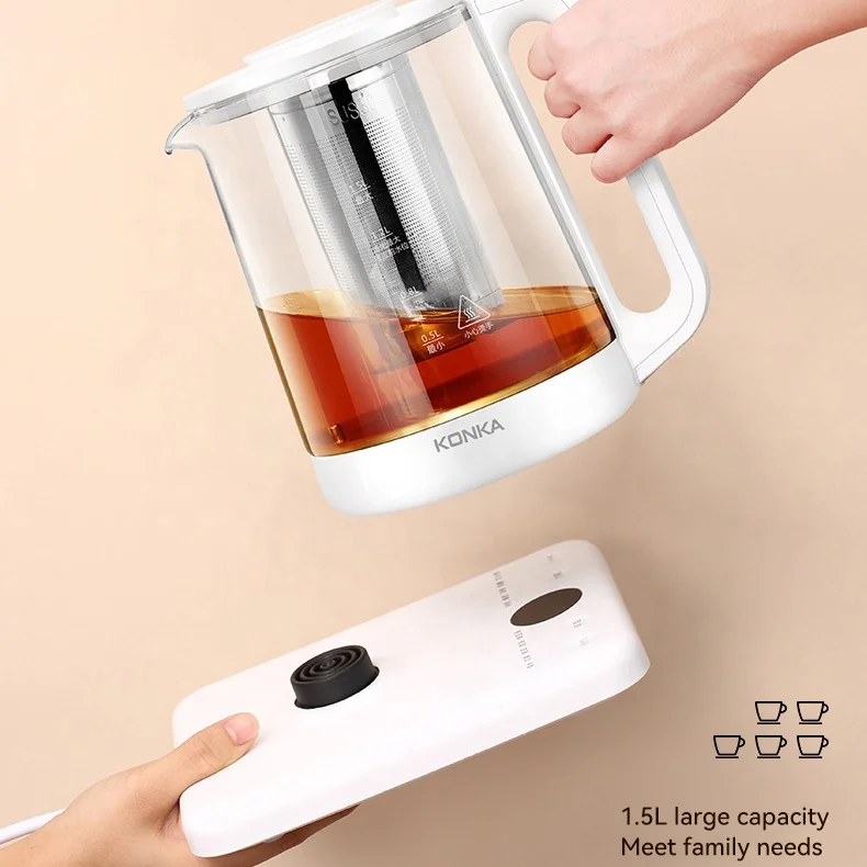 KONKA Multifunctional Touch Control Electric Kettle High Borosilicate Glass Visual Electric Kettle Glaze Health Pot Tea Kettle