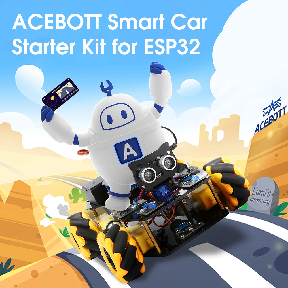 ESP32 IoT WiFi Mecanum Wheel Programmable Obstacle Avoidance Tracking Scratch Coding Starter Smart Robot Car kit for Arduino