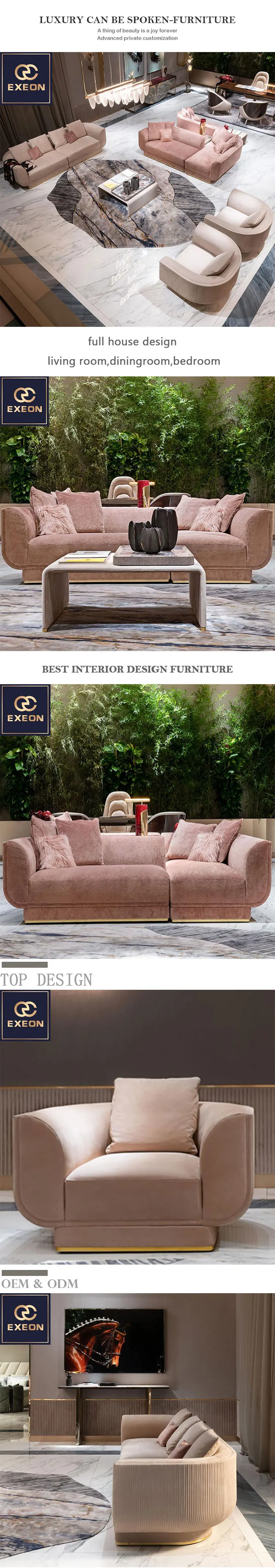 Luxury Italian Sofa Set Designer Velvet Fabric Sofa Living Room ...