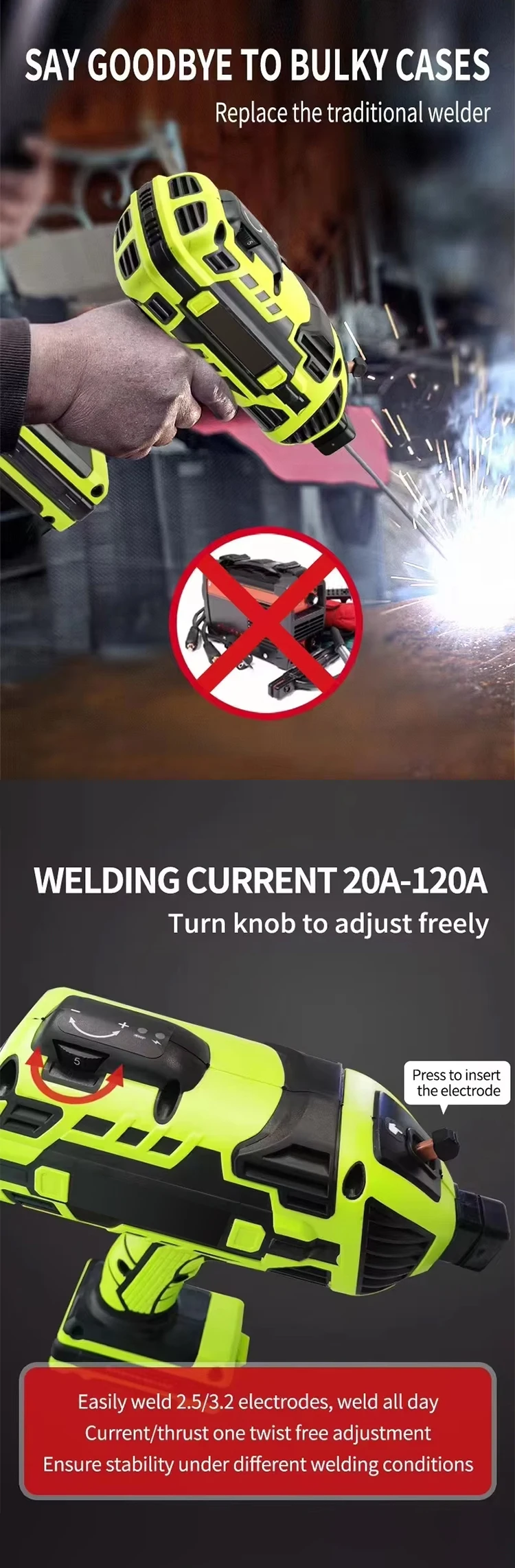 Handheld Arc Welding Machine with Inverter & DC Motor Portable Amended Board Hand-Welder New Condition