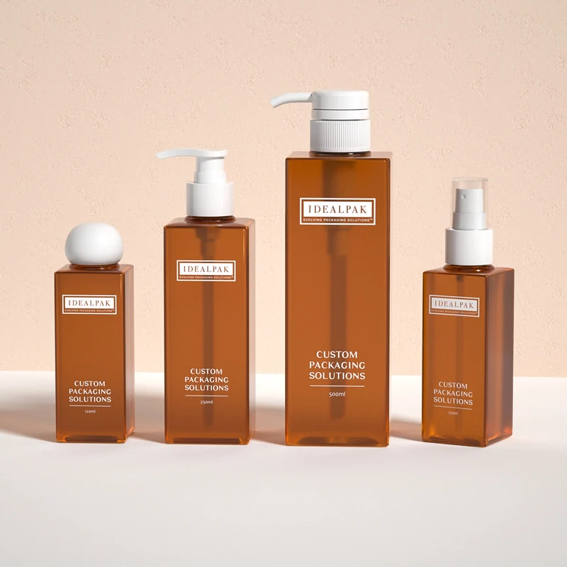 Custom Square Cosmetic Pump Bottle Packaging 120ml 250ml 500ml Empty Rectangle Body Lotion Bottle