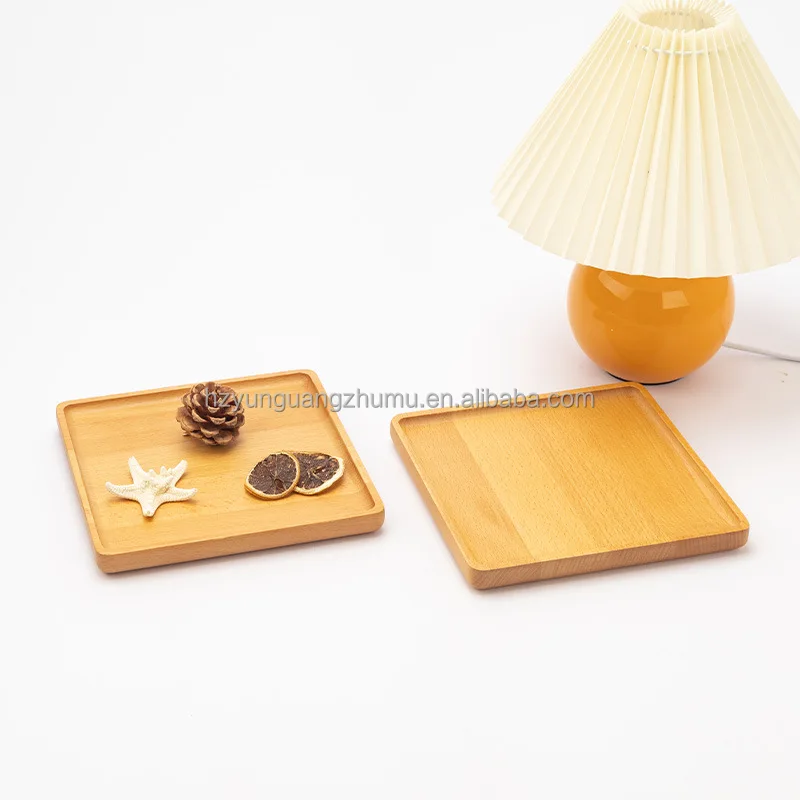 Factory Direct Sales New Chinese Style Beech Tea Trays Solid Wood Square Wooden Pallets with Engraving Carving Type