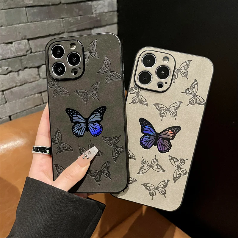 Butterfly Pattern PU Leather Phone case for iphone 11 12 13 14 15 16 17 Lens Protect Phone Cover for iphone 17 Pro Max