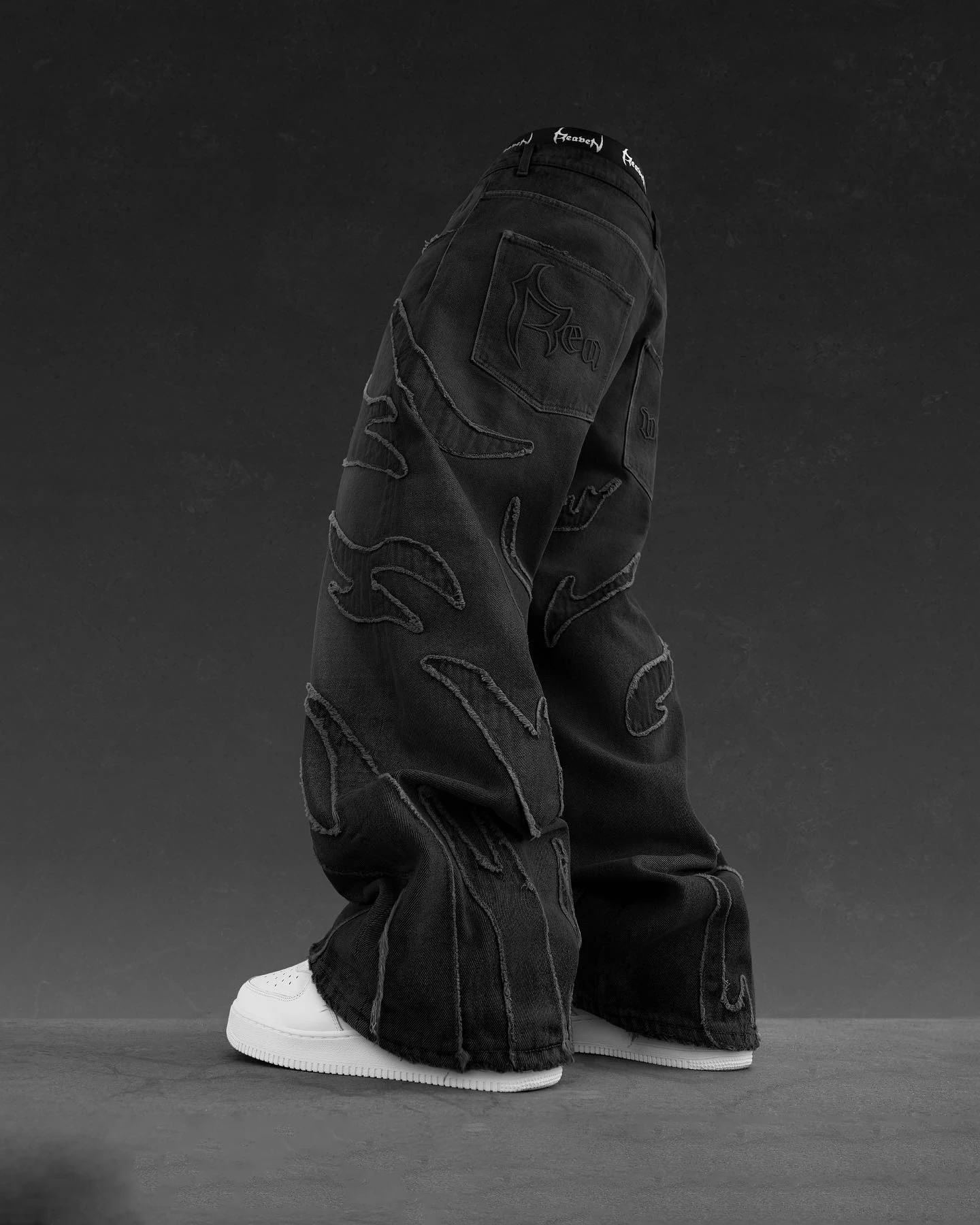 Salati Custom Wholesale Y2K Embroidery Boot Cut Wide Leg Flared Distressed Vintage Homme Denim Pants Trouser Baggy Jeans for Men gallery 2