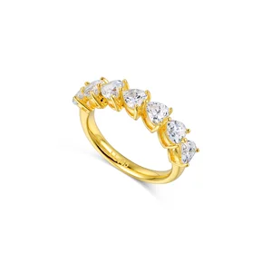 Fashion Jewelry Moissanite Rings Jewelry 9k Heart Cut Horizontal Prong Setting Gold Ring