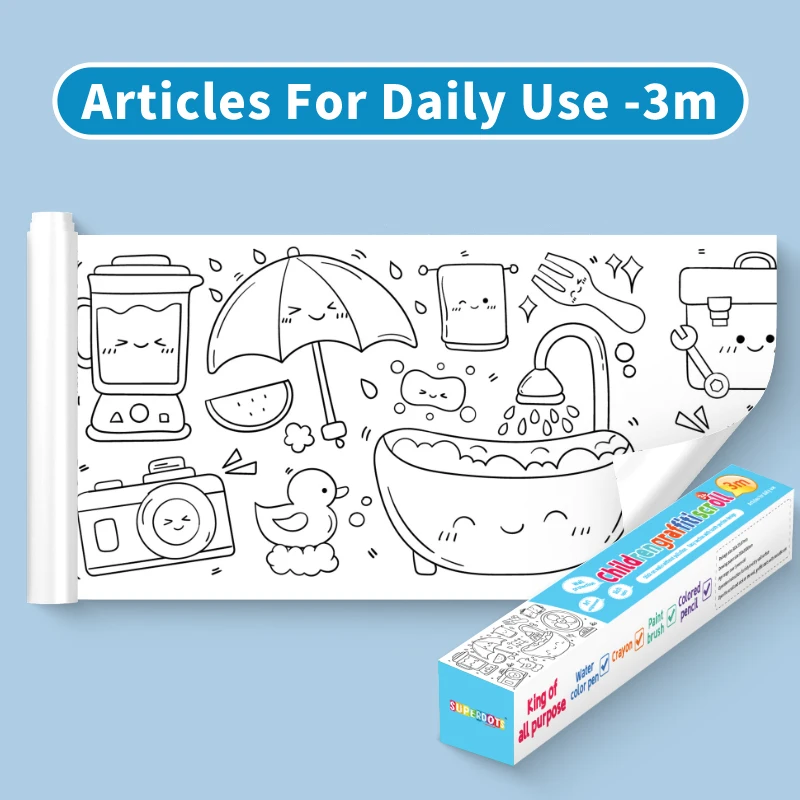 300cm Drawing Paper Roll Coloring Paper Roll For Kids With Glue Rich