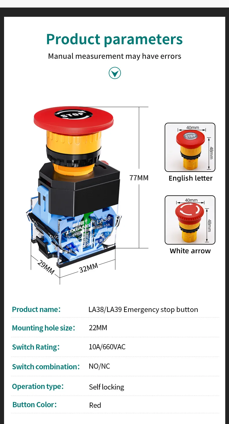 22mm IP40 Waterproof 10A Brass/Plastic Aluminum Round Head Momentary Pushbutton Switch (LA38-11ZS)