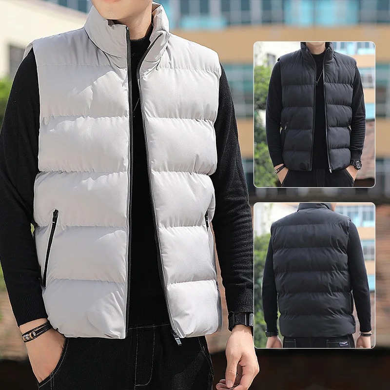 Custom Logo Men's Thickened Soft Vest Outdoor Sports Warm Stand Collar ...
