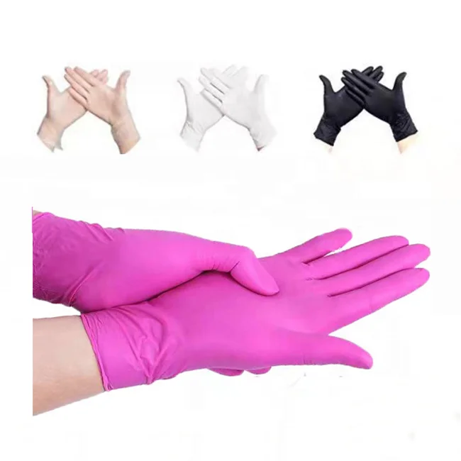 wholesale beauty making up hair dying tattoo shop pink black purple nitrile non-medical salon spa beauty gloves