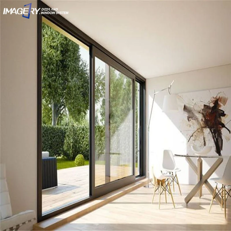 Remote Control for Commercial and Residential Use Smart Aluminum Frame Automatic Electric Sliding Glass Door