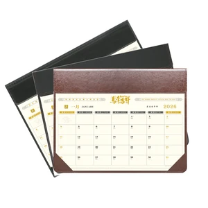 2026 Vegan PU Leather Desk Pad Calendar Custom Monthly and Weekly Views Quick Ship Vegan PU Leather Desk Mat In-Stock