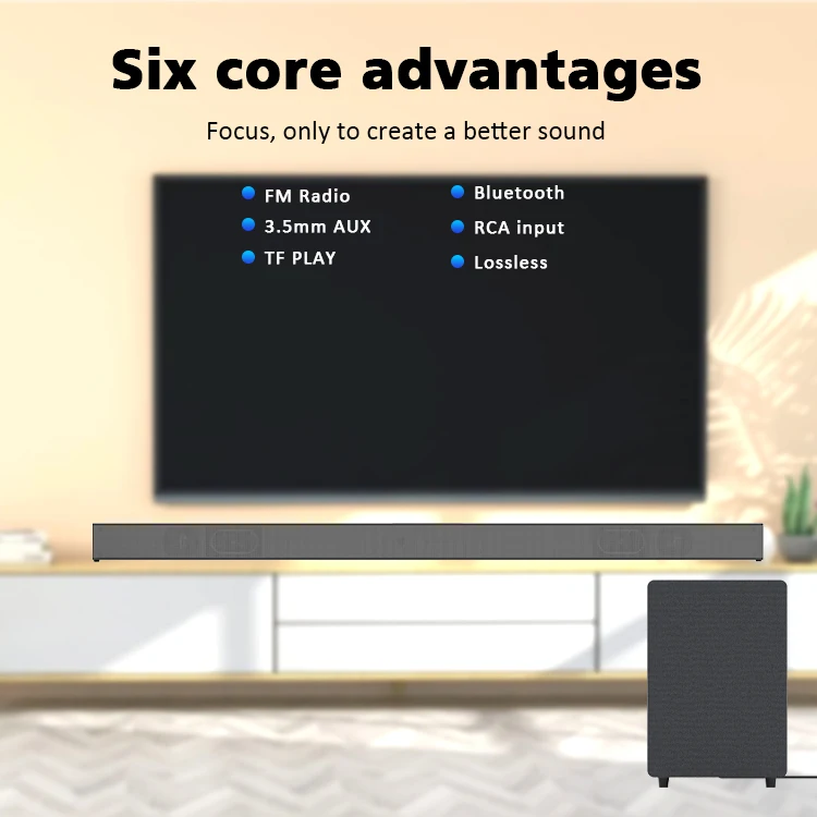 Wholesale Tv Bass Soundbar with Subwoofer Active Multimedia Home USB 2.1 Sound Bar Soundbar 5.1 Home Theater Bluetooth No Player