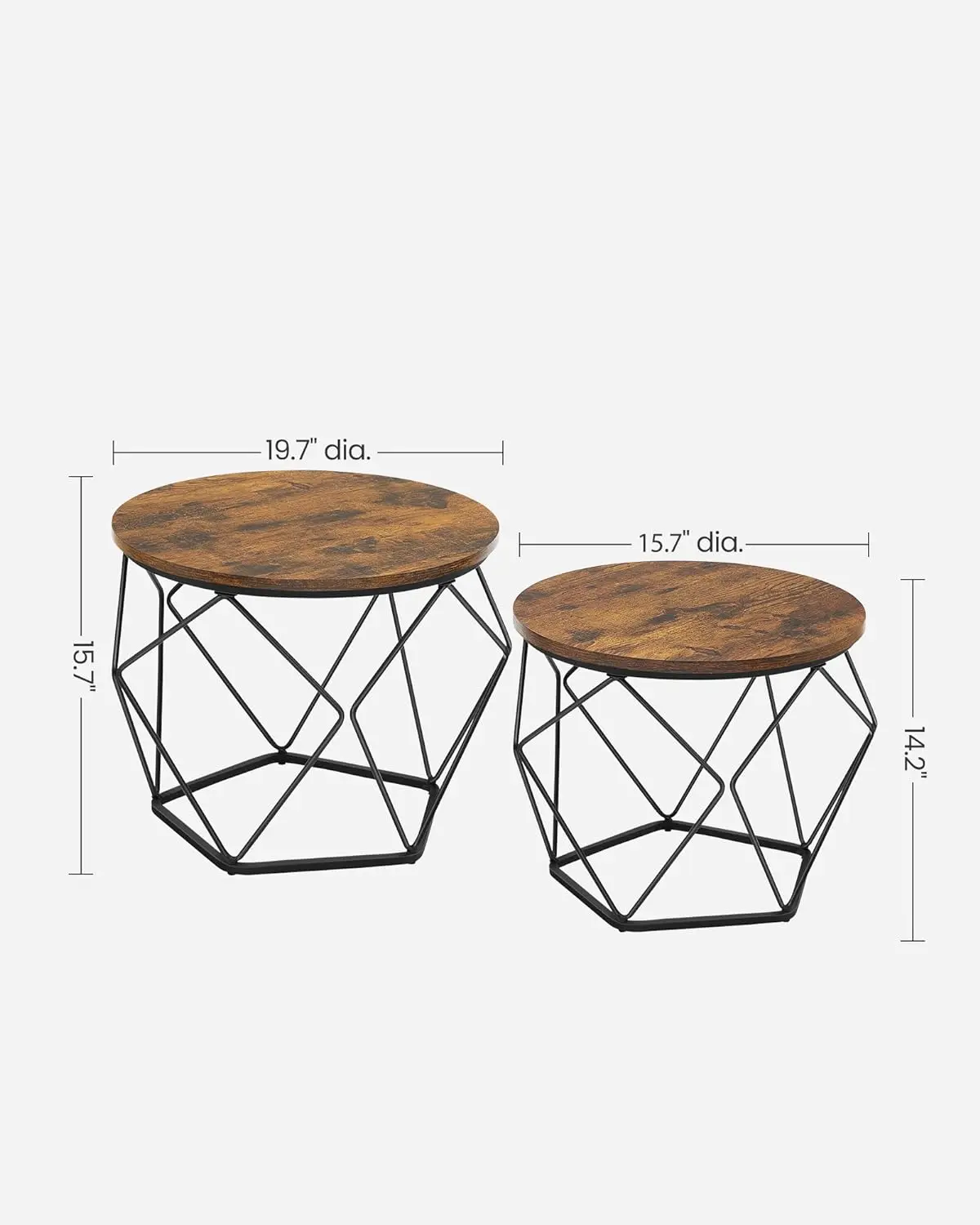 Combohome Living Room Furniture Metal Frame 2-tier Wood  Top Round Coffee Table with Storage Shelf