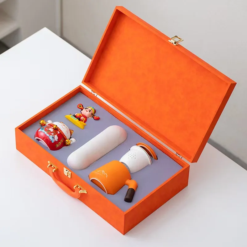 2025 Novelty Business Gift Set Teapot Ceramic Mug Cup Holiday Gift Notebook Multi-function Luxury Office Corporate Gift Box Set