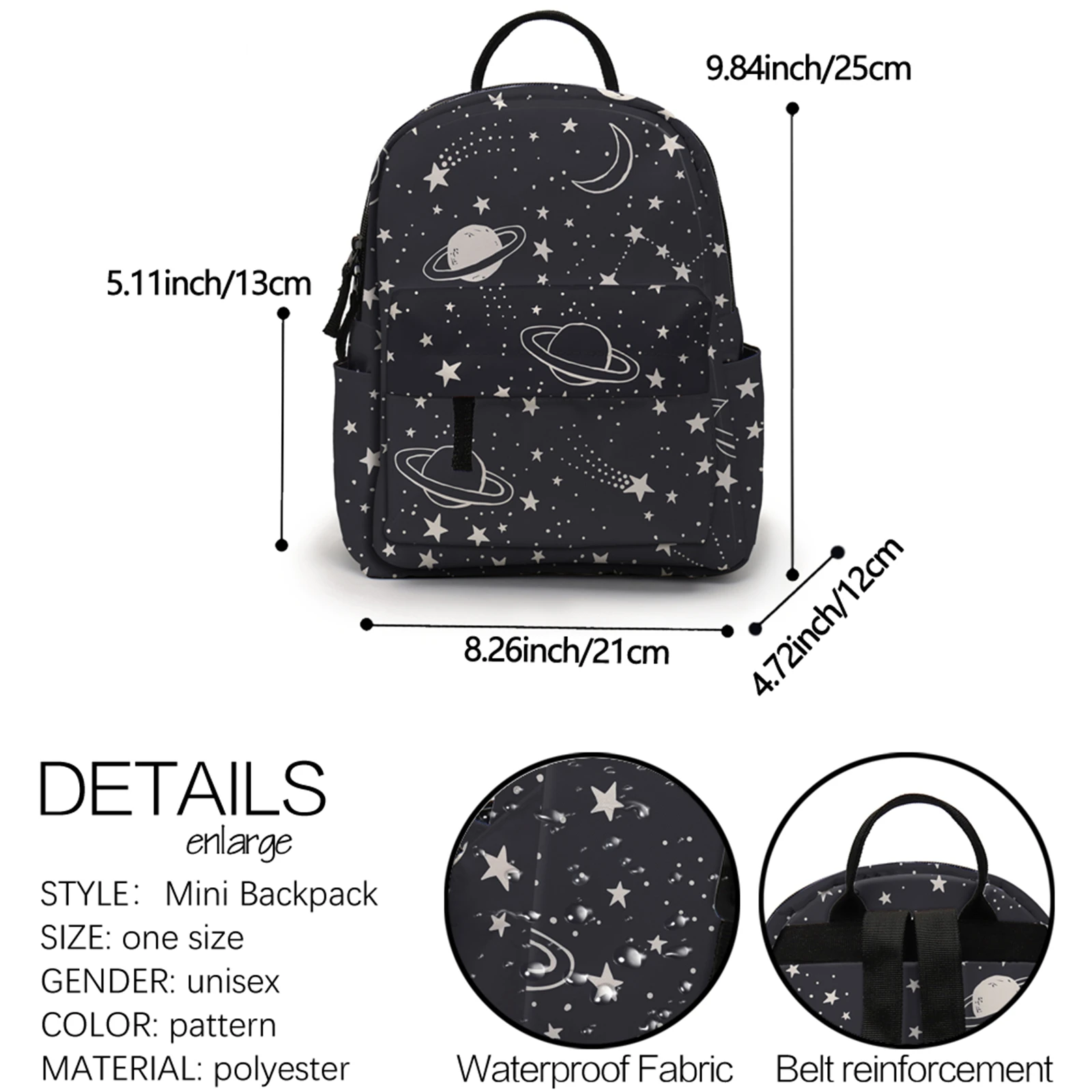 Starry Sky Pattern Small Backpack Men Women Latest Fashion Sturdy Adjustable Strap Customized Shoulder Bag for Traveling