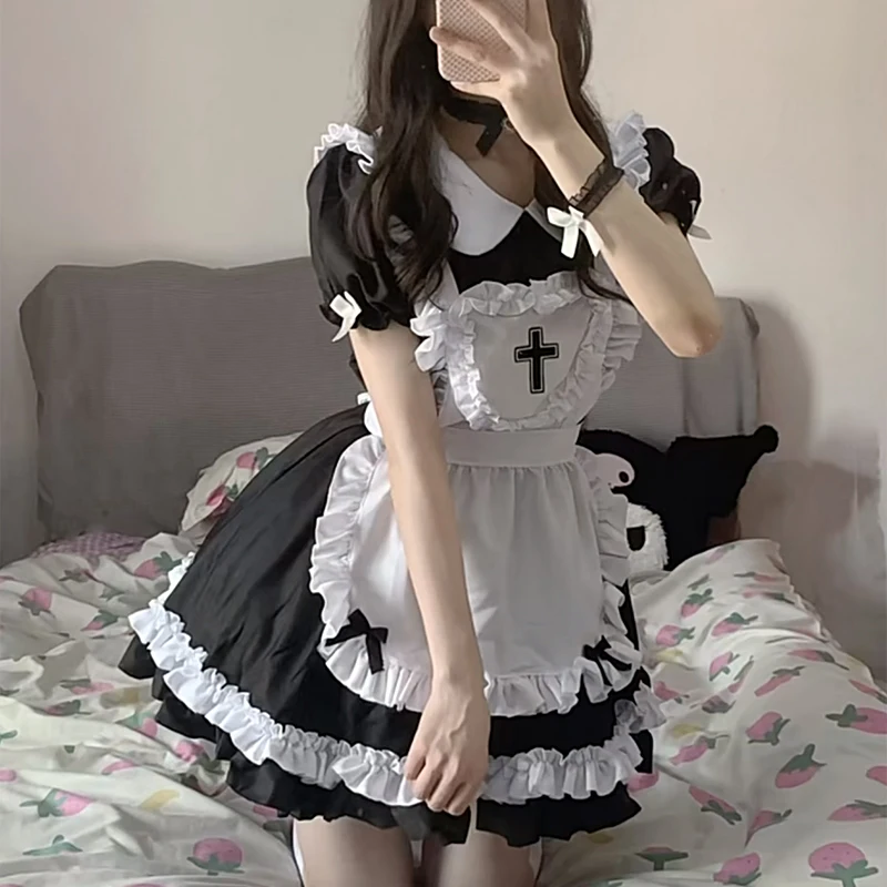 Anime Cosplay Black Cat Girl Sexy Maid Costume Cute Lolita Dress Cafe Resta   Fruugo IN
