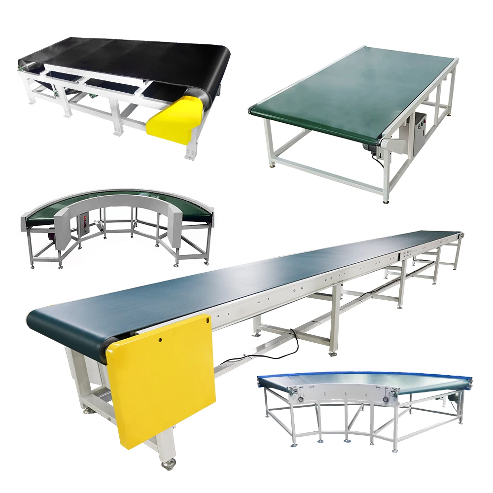Food Class Pvc Rubber Belt Conveyor Worktable For Assemble Line