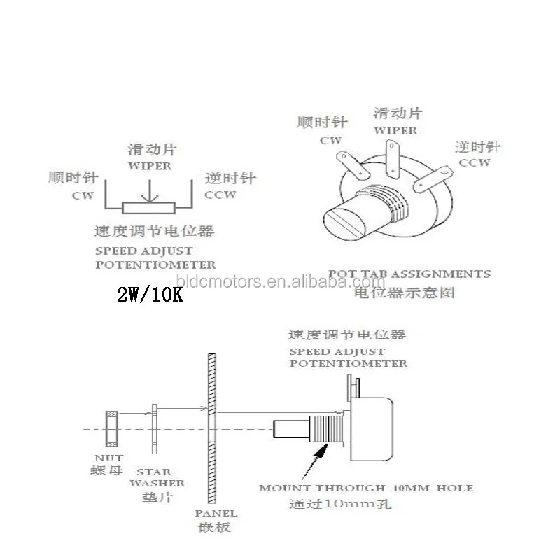 Description Picture 5 of itemHigh Torque Reversible 12v 24v Brush Dc Motor Controller potentiometer 0-5V control