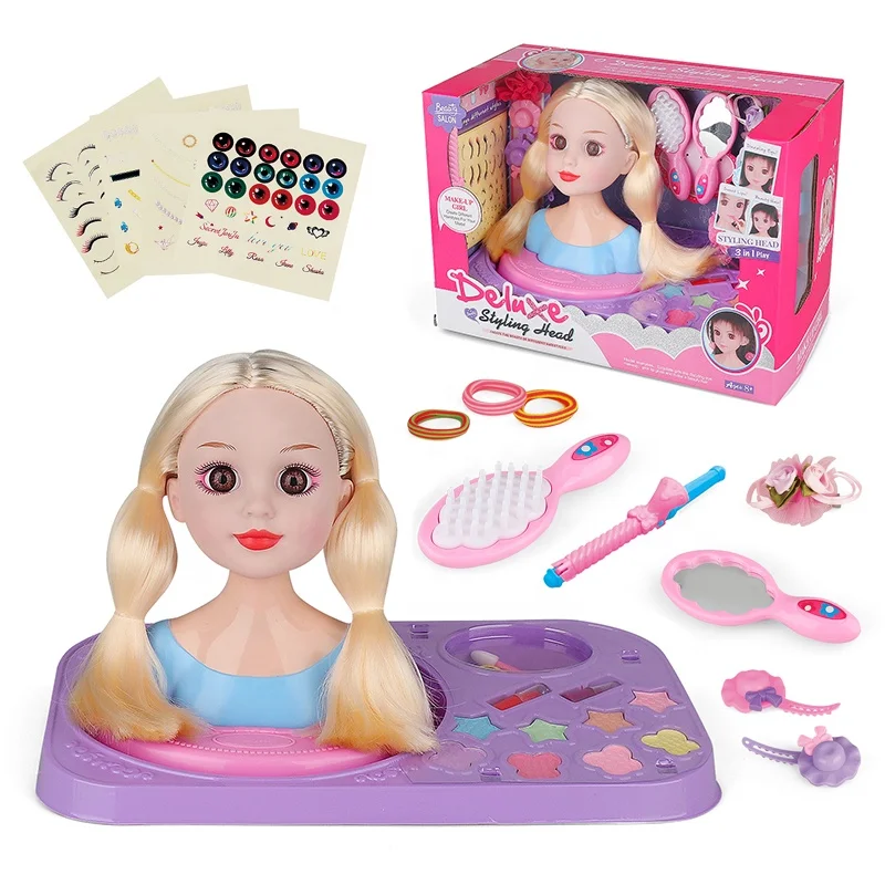 2021 New Cosmetic Set Hair Dressing Doll Makeup Head for Girls
