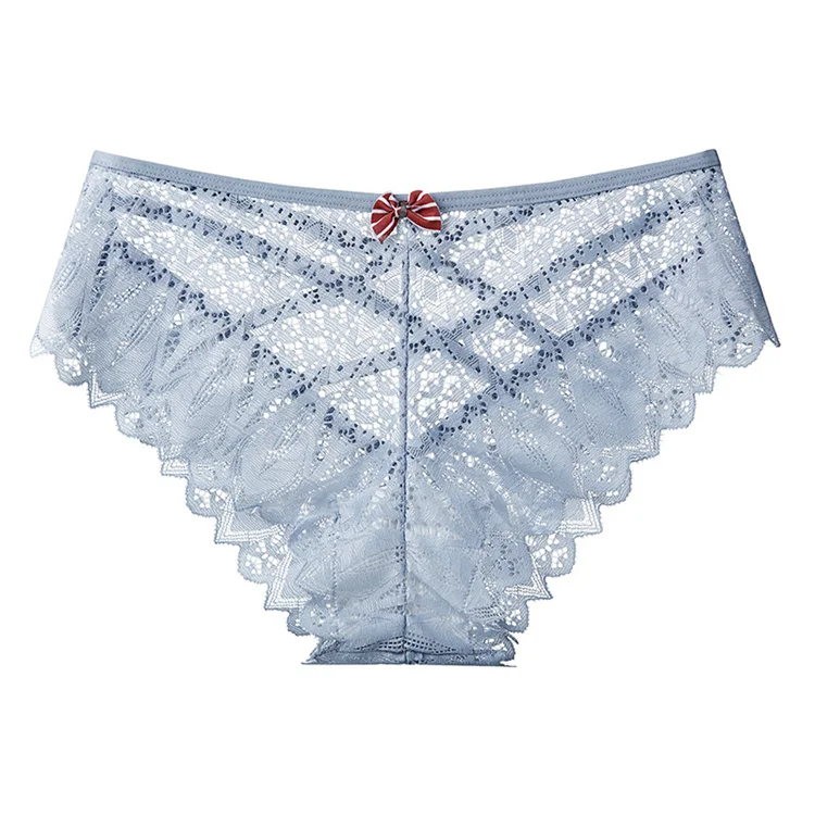 Sexy Mid Waist Lace Lace Bow Cross Strap Women's Triangle Pants aperçu 4