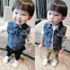 Hot Sale Girl And Boy New Design Outerwear Denim Vest With Metal Buttons