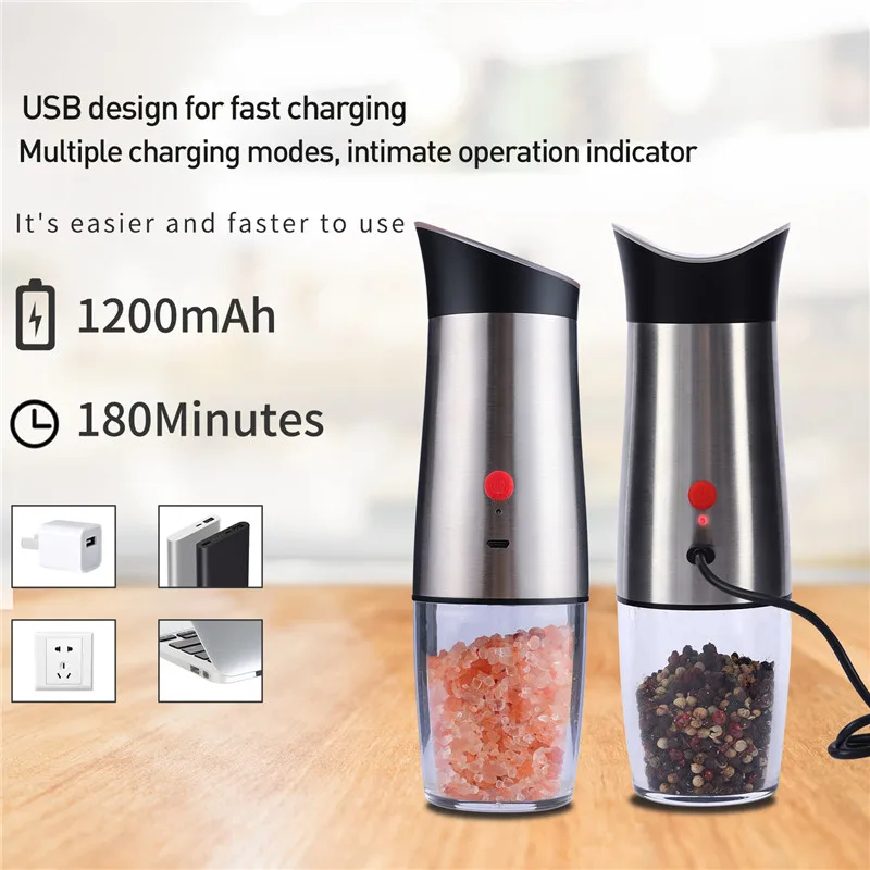 Dropship Electric Salt Pepper Grinder USB Rechargeable Pepper Mill