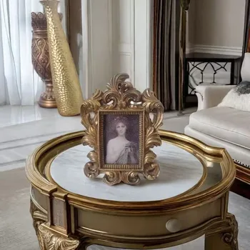 European American Retro Classic Carved Resin Photo Frame High-Value Home Living Room Table Cross-Border Supplied Manufacturers