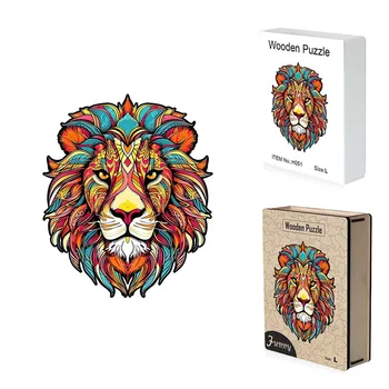 Wholesale OEM Wooden Puzzles, Unique Wood Cut Puzzles, ODM Customize Logo Animal Lion Wooden Jigsaw Puzzles for Adults