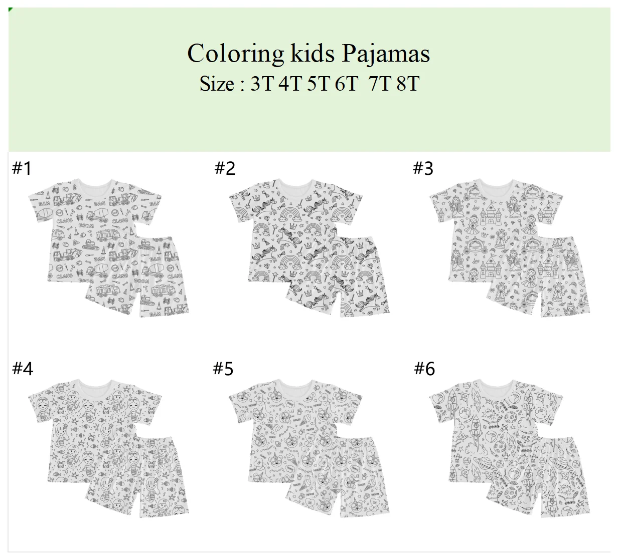 Kobilee Pigiama da Colorare Bambini Natale 2-10 Anni, Pigiama con Graffiti per Ragazzi e Ragazze, Set Dipinti a Mano Fai-da-Te, Vestiti Cotone per la
