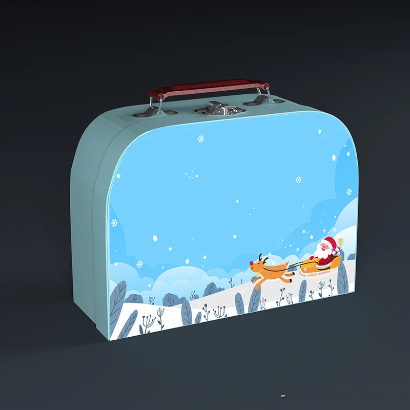 Kraft Paper Cardboard Suitcase with Handle Children Small Paper Suitcase